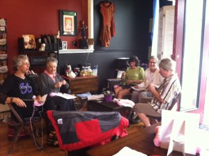 In the Sit n'Knit area knitting knockers.